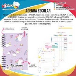 Agenda escolar alumnos Unicornio