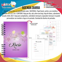 Libreta planner flores lila