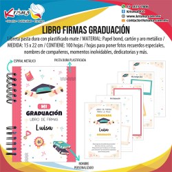 Libreta Libro de Firmas Graduación Turquesa